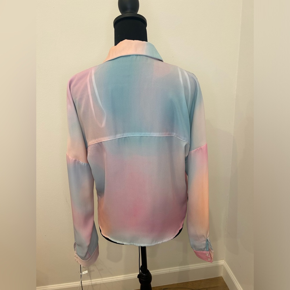 Superdown Pastel Rainbow Women’s Collared Button … - image 6